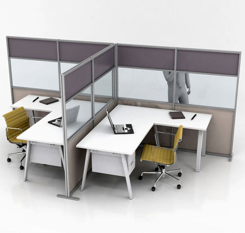 Bodenstehende Bürotrennwand - TETRIX - STUDIO T - Methacrylat / Aluminium / modulierbar