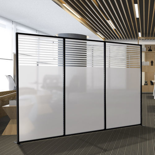 Bodenstehende Bürotrennwand - OFFICE-SR - STUDIO T - selbsttragend / Metall / Methacrylat