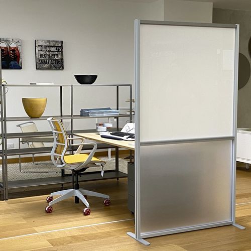 Bodenstehende Bürotrennwand - TETRIX-DUO - STUDIO T - selbsttragend / Aluminium / Methacrylat