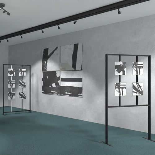 Präsentierregal für dekorative Gemälde - ARTIS - STUDIO T - bodenstehend / Aluminium / doppelseitig