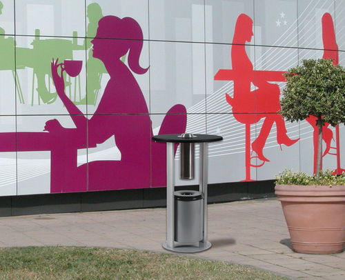 Sockel-Aschenbecher - SMOKING TABLE - STUDIO T - Edelstahl / Glas / für Außenbereich