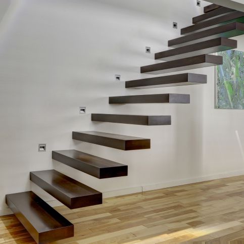 Gerade Treppe - PHANTOM 2610 - 3 - BATTIG DESIGN - Holzstufen / mit Holzstruktur / modern