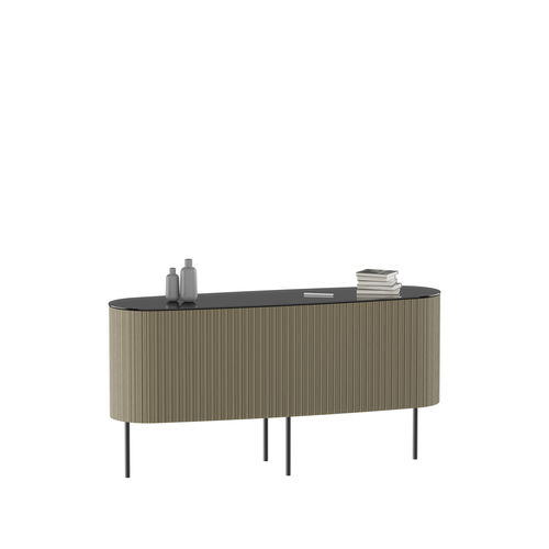 Modernes Sideboard - Wogg 82 Champagner - Wogg - Aluminium / lackiertes Glas / mit Rollladen