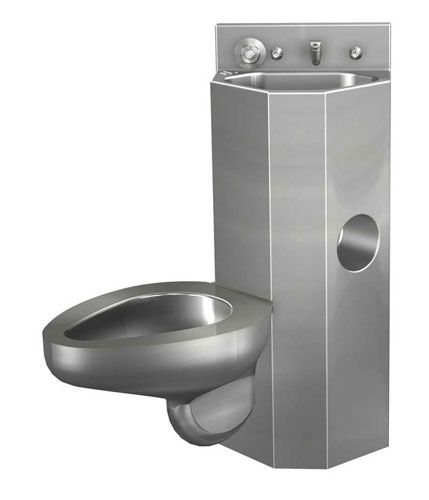 Freistehendes WC - PENAL-WARE® : 1415 - Acorn - Edelstahl / für öffentliche Sanitäreinrichtungen / mit integriertem Handwaschbecken
