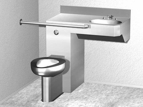 Freistehendes WC - PENAL-WARE® : 1435 - Acorn - Edelstahl / für öffentliche Sanitäreinrichtungen / mit integriertem Handwaschbecken