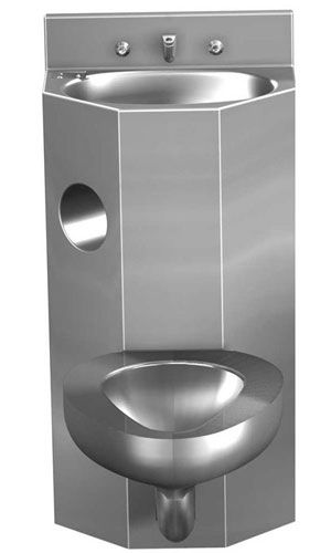 Freistehendes WC - REPLACE-WARE : 3318 - Acorn - Edelstahl / für öffentliche Sanitäreinrichtungen / mit integriertem Handwaschbecken