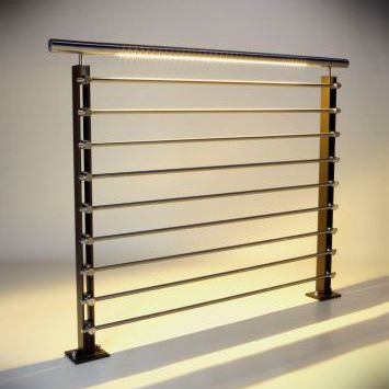 Edelstahlgeländer - FERRIC™ LED - HDI Railing Systems - Stab / Glasplatten / für den Innenraum