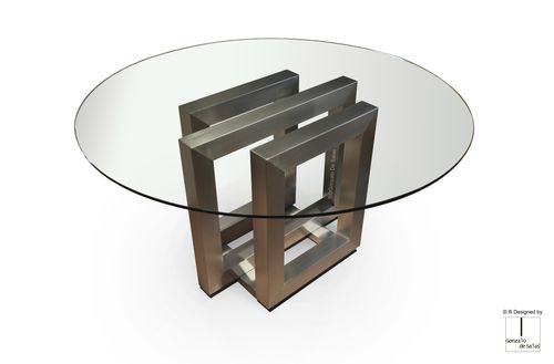 Moderner Esstisch - REBECCA - GONZALO DE SALAS - Kristall / Eisen / lackiertes Metall
