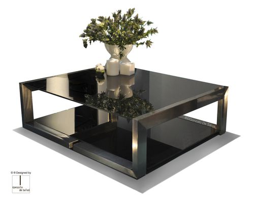 Moderner Couchtisch - DEMI : BLACK - GONZALO DE SALAS - Kristall / Eisen / lackiertes Metall