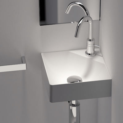 Wand-Waschbecken - FANCY : 747020402 - COSMIC - Stein / für Eckeinbau / modern