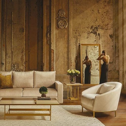 Moderner Sessel - RUMBA 200 - Adriana Hoyos - Stoff / mit abnehmbarem Kissen / beige