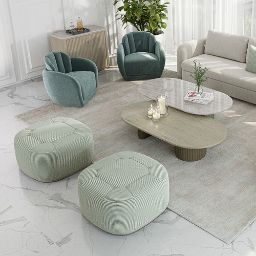 Moderne Ottomane - GEM 101 - Adriana Hoyos - Stoff / Leder / Holz