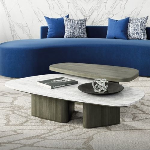 Moderner Couchtisch - GALAPAGOS 300 - Adriana Hoyos - Holz / Quarzit / Gestell aus Holz