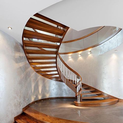 Runde Wendeltreppe - MS-82 - Marchewka - Holzstufen / mit Holzstruktur / modern