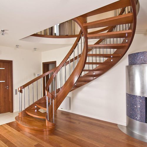 Runde Wendeltreppe - MS-40 - Marchewka - Holzstufen / mit Holzstruktur / modern