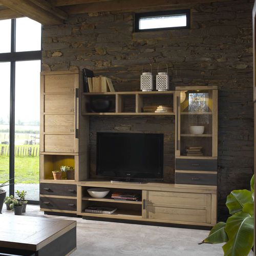 Moderne Wohnwand - FACTORY - Artcopi - Holz / Glas / Modul
