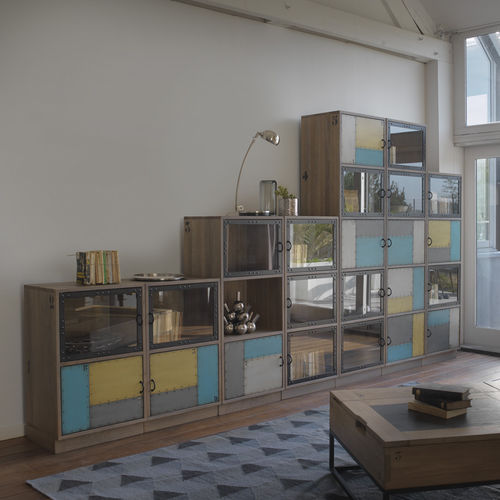 Klassische Wohnwand - NUANCES - Artcopi - Holz / Glas