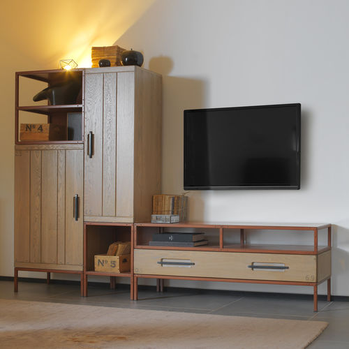 Klassische Wohnwand - BRISTOL - Artcopi - Holz / Metall / Modul