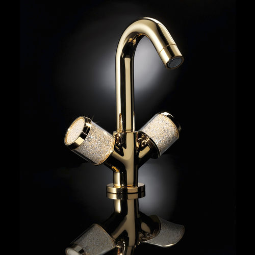 Zweigriffmischer für Waschtisch - 77 002 O - Griferías Maier - Aufsatz / Metall / Swarovski®-Kristall