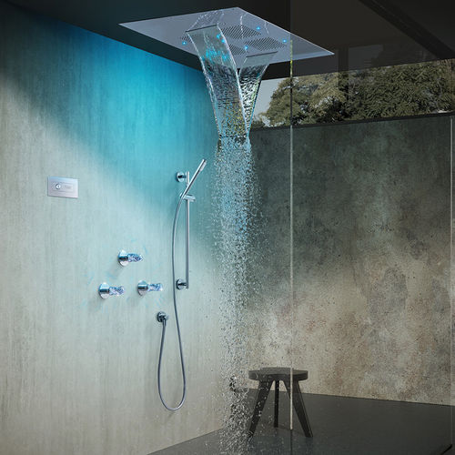 Duschkopf für Deckeneinbau - 80 K703 - Griferías Maier - rechteckig / Regenstrahl / Chromotherapie