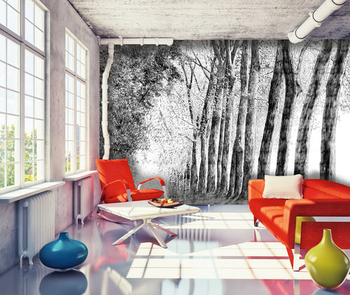 Tapete / originelles Design - FOR&Ecirc;T AU CRAYON - In Création - Naturmotiv