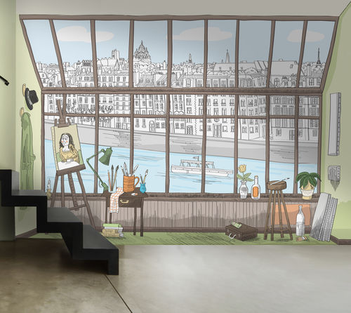 Tapete / originelles Design - PARIS ATELIER BD  - In Création - Skizzenmotiv / bedruckt