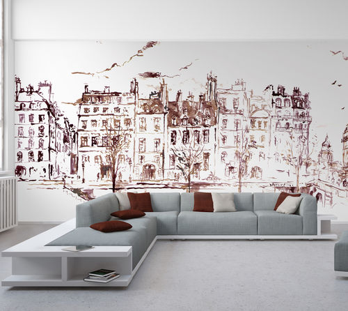 Tapete / originelles Design - QUAI DE PARIS 1 AQ138 - In Création - Städtemotiv / Skizzenmotiv / bedruckt