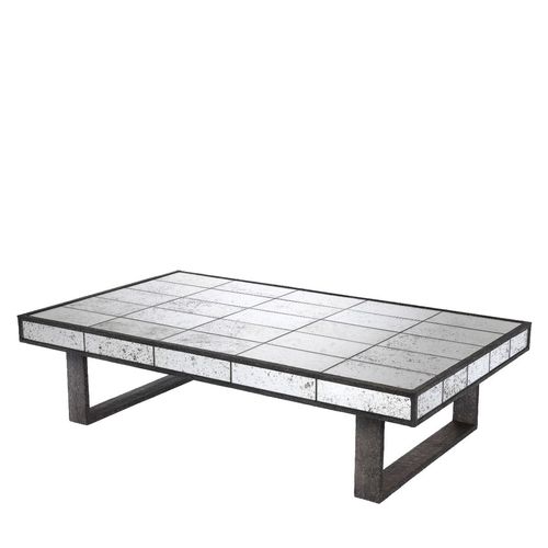 Rustikaler Couchtisch - CERVILLA - EICHHOLTZ - Rauchglas / Gestell aus Metall / rechteckig