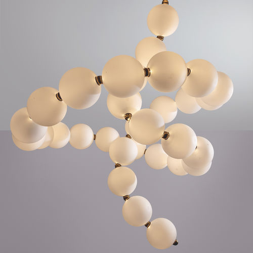 Moderner Kronleuchter - VOLTIGE DE PERLES - Semeur d'étoiles - Glas / Messing / für Gewerbegebrauch