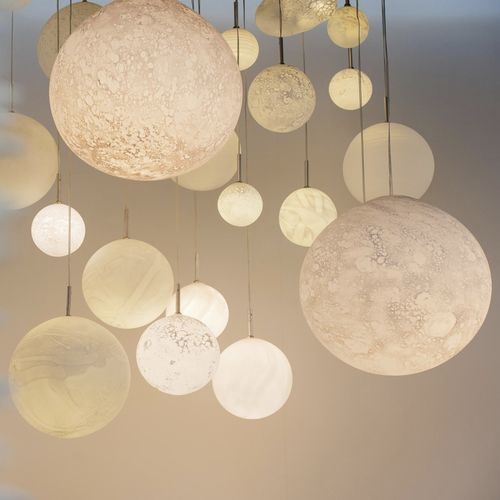 Moderner Kronleuchter - PLAN&Egrave;TES - Semeur d'étoiles - geblasenes Glas / mit Kugeln / 1 Ebene