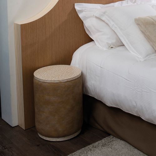 Moderner Nachttisch - CYLINDRIQUE - COLLINET - Stoff / Laminat / Gestell aus Leder