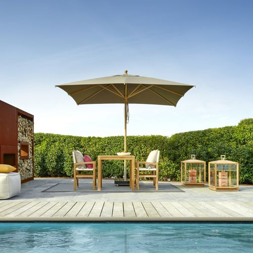 Quadratischer Sonnenschirm - BALI - Jardinico - Massivholz / Polyester / für Gewerbegebrauch
