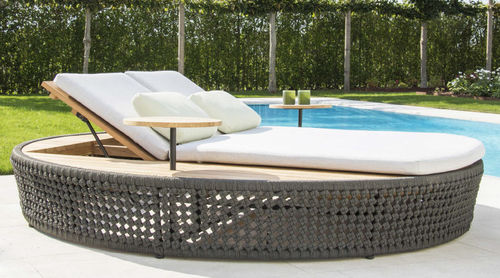 Moderne Sonnenliege - SOGNI - Jardinico - Kordel / Teakholz / für Gewerbegebrauch