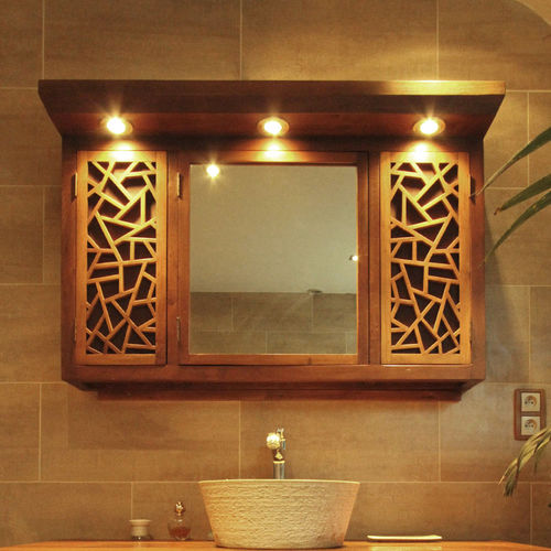 Wandmontierter Spiegel für Badezimmer - FAR CHI PHARL  - MATAHATI - modern / quadratisch / Holz