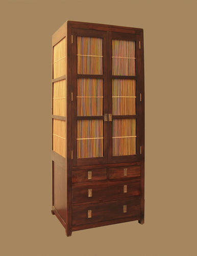 Stil-Kleiderschrank - MATAHATI - Teakholz / Bambus / mit Schwingtür