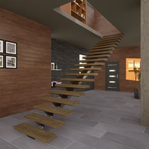 Gerade Treppe - KACENTRIK - KOZAC - viertelgewendelt / halbgewendelt / Holzstufen