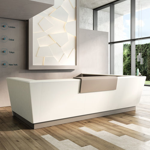 Modulare Empfangstheke - PRIOR - Styloffice S.p.a. - gebogen / Holz / Leder