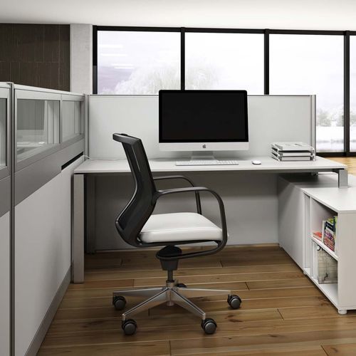 Bodenstehende Bürotrennwand - KUBI - Styloffice S.p.a. - Akustikstoff / Glas / Aluminium