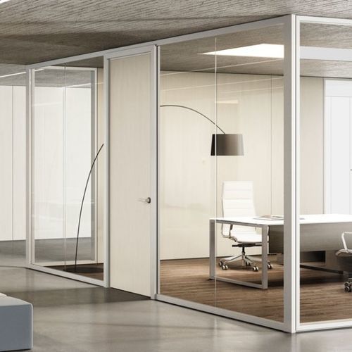 Abnehmbare Trennwand - TECNA+ - Styloffice S.p.a. - mit Glasfront / Laminat / Metall