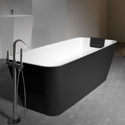 Freistehende Badewanne - MALAGA - RIHO - Mineralwerkstoff / weiß / schwarz