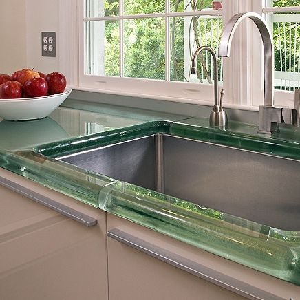 Glasarbeitsplatte - THICKGLASS™  - Aag-glass - für Küche / mit abgerundeten Kanten