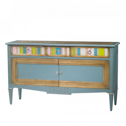 Directoire-Stil-Sideboard - RECAMIER : 35019 - LABARERE - lackiertes Holz / schwarz / grau