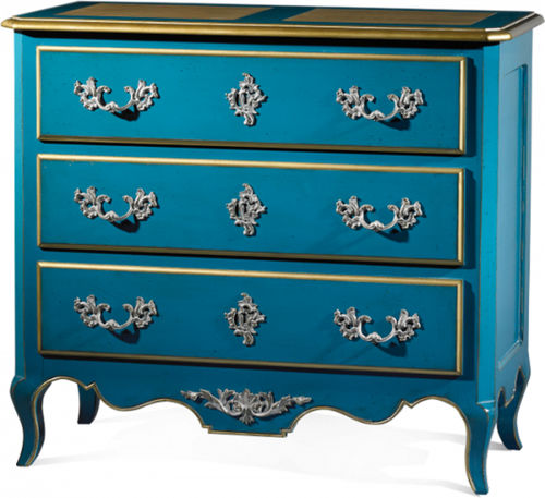 Kommode / Louis XV - CHEVERNY : 37011 - LABARERE - lackiertes Holz / 3 Schubladen / blau
