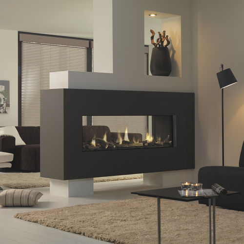 Geschlossene Feuerstelle / Gas - DRU - Metro 200XT Tunnel Eco Wave - DRU - doppelseitig / Stahl / Glas