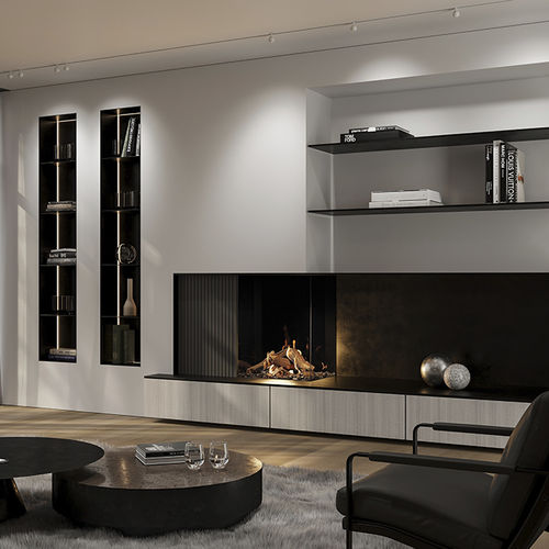 Geschlossene Feuerstelle / Gas - DRU - Maestro 60/2 Tall Eco Wave - DRU - doppelseitig / Stahl / Glas