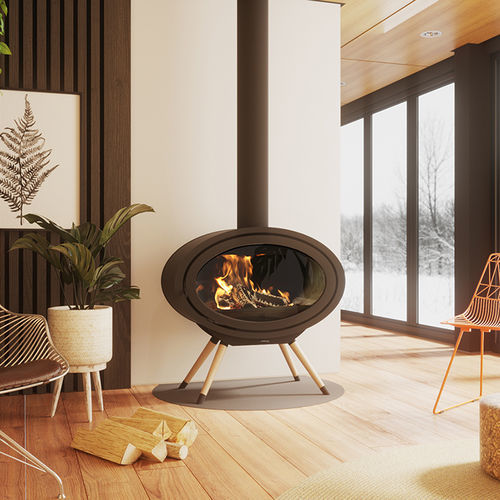 Holz-Kaminofen - Dik Geurts - Oval Front, Legs - DRU - 5 kW...10 kW / auf Füßen / modern