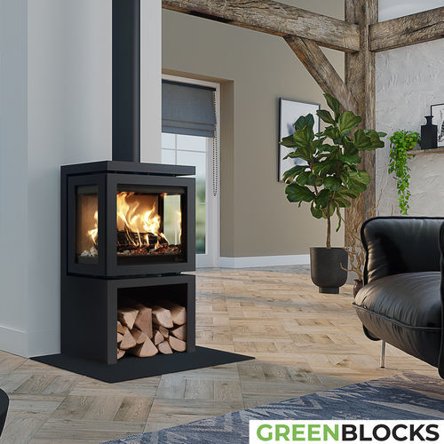 Holzkamin - Dik Geurts - Vidar Triple Small, Store - DRU - freistehend / bodenstehend / mit 3 Sichtseiten