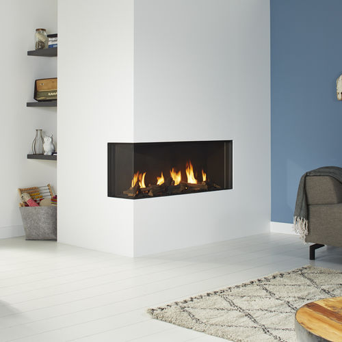 Geschlossene Feuerstelle / Gas - DRU - Global 120 Corner BF - DRU - Ecken / Stahl / Glas