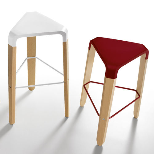 Moderner Barhocker - PICAPAU : GPP1 - Connection - Kunststoff / Polycarbonat / Gestell aus Buche
