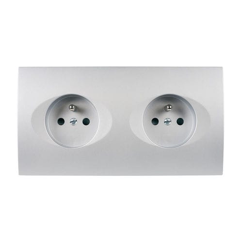 Doppelte Steckdose - Karo - MOD ELEC - wandmontiert / Unterputz / Messing